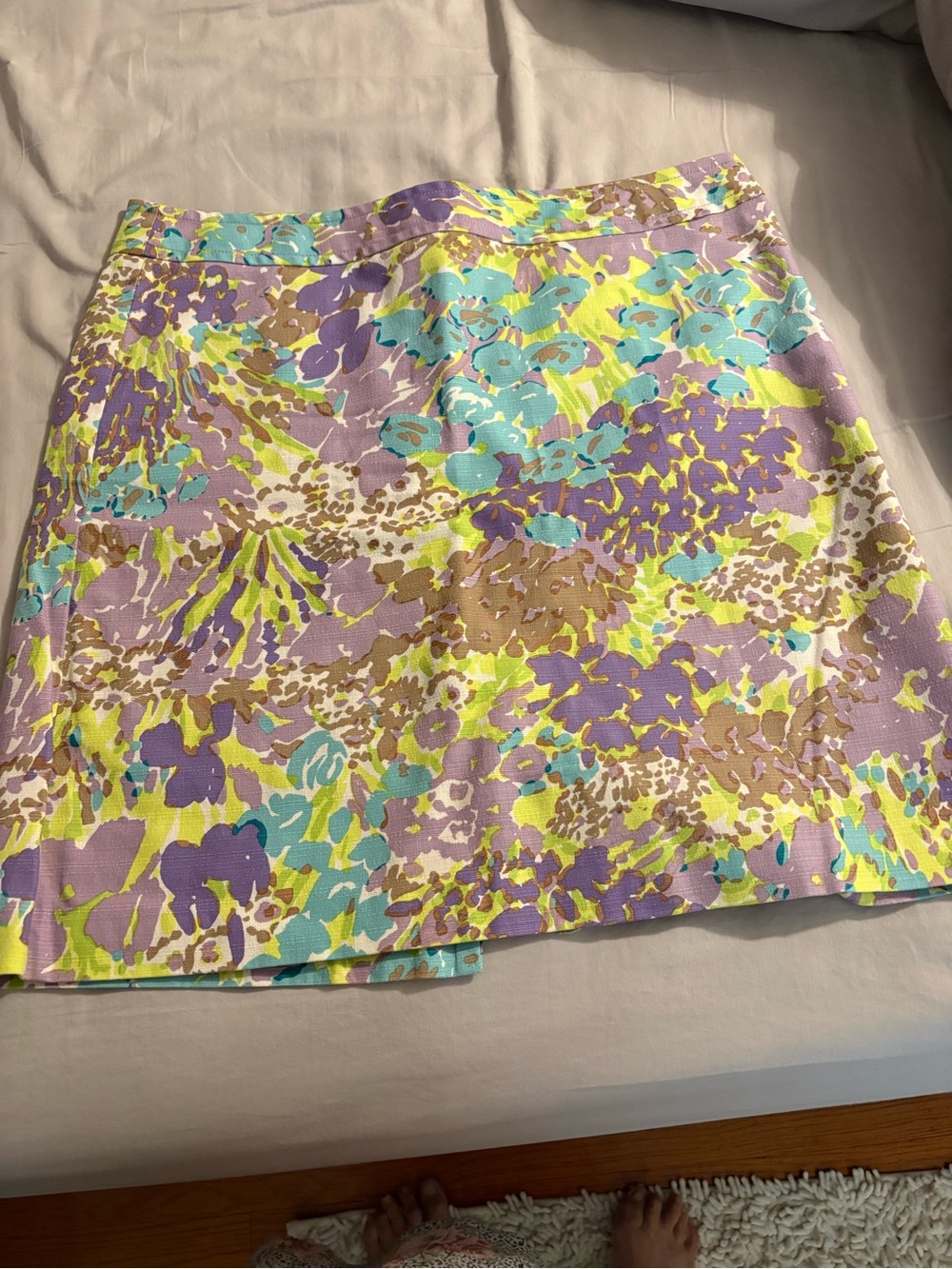 Talbots Lavender, Aqua & Lime Floral Mini Skirt